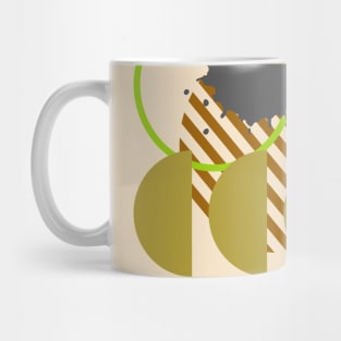 Modern Geometric Pattern Pastel Olive Ochre Retro Doodle Style Mug